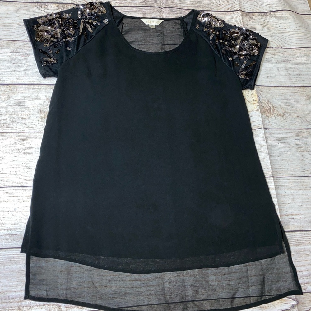 Womens Decree Black Sequin Blouse